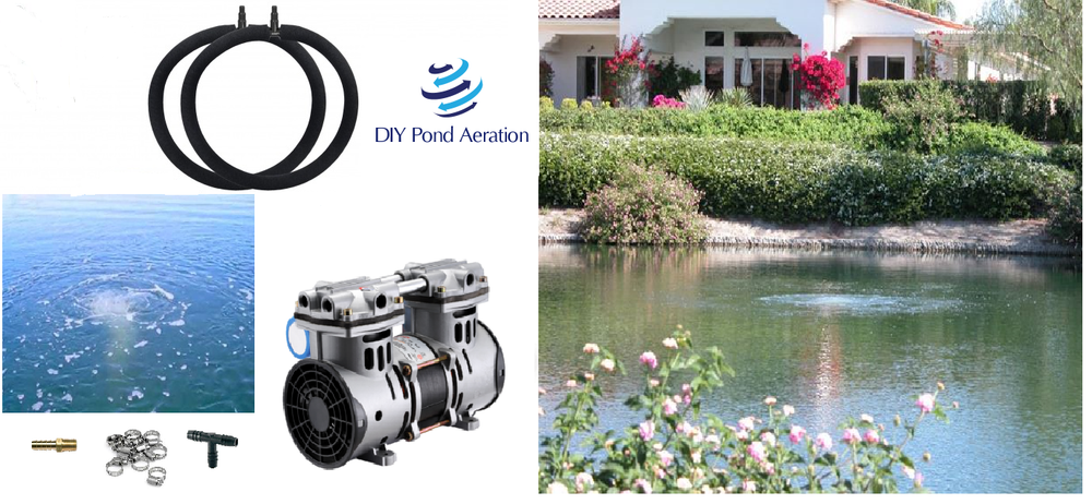 Small to LARGE Fish Pond Aerator KIT w/ 2-48" Diffusers +1/2hp Compressor 1+acre