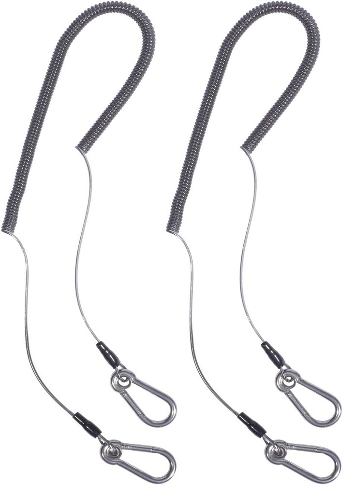 Retractable Coil Lanyard with Carabiner (2pcs) Long Coiled Tether for Tools/Rods