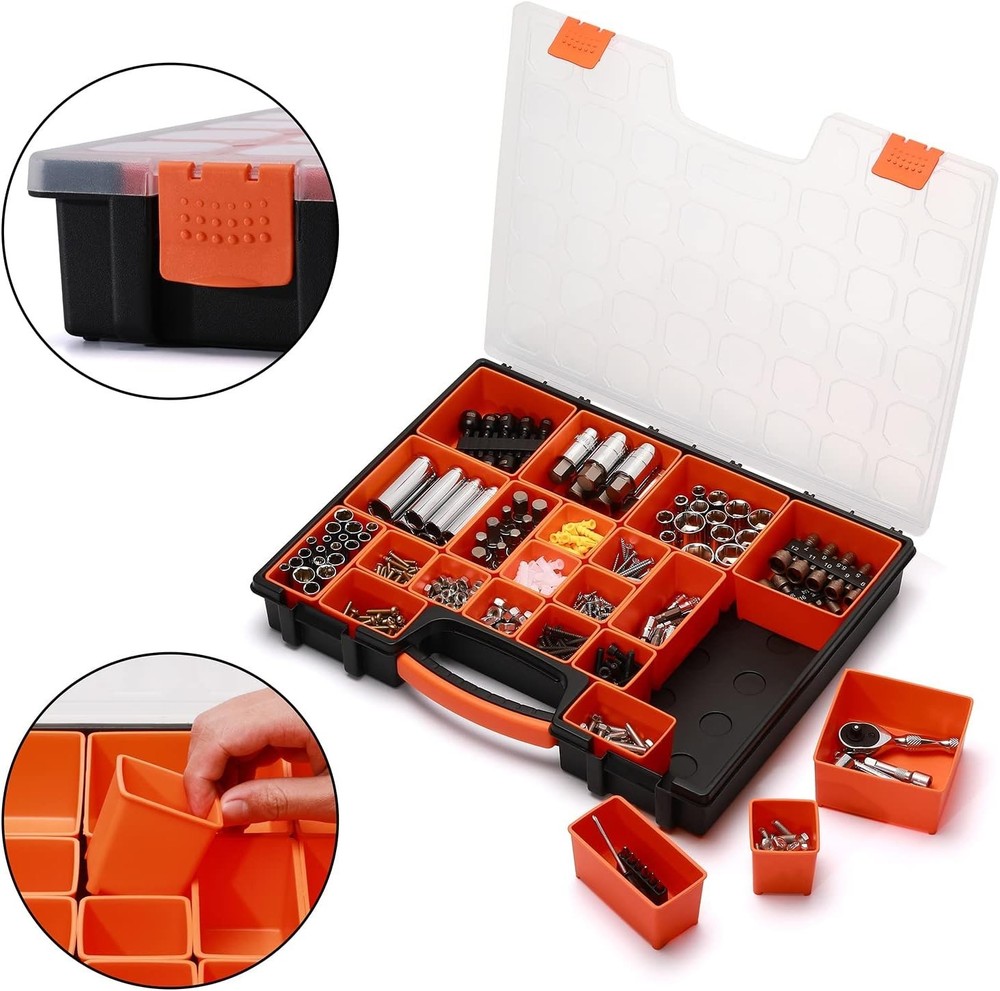 Multi-Purpose Toolbox Professional Organizer w 22 Bin Compartments Box Organizer