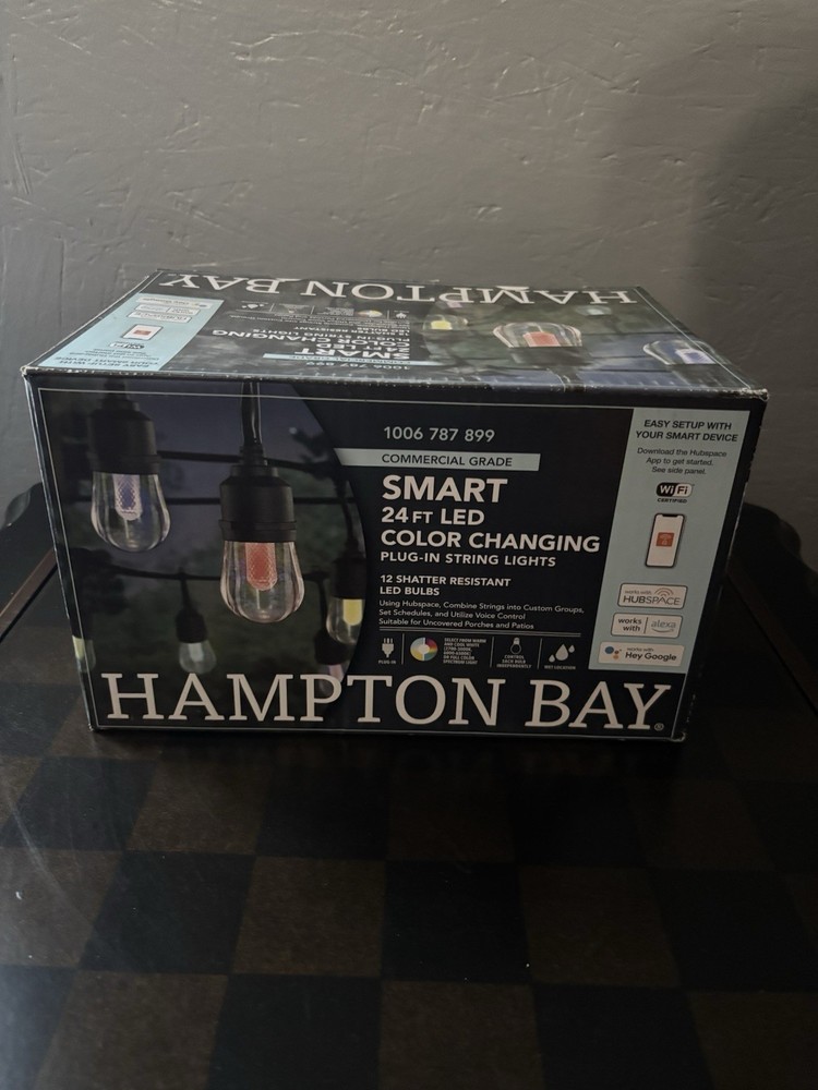 Hampton Bay Smart Color Changing Indoor/Outdoor String Light 24ft NIB