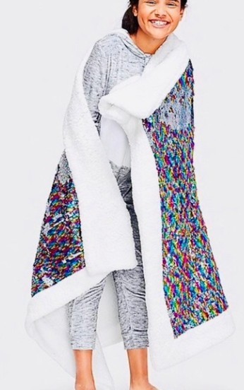 Justice Flip Reversible Sequin and Sherpa Throw Blanket Multicolor/Rainbow 50x60