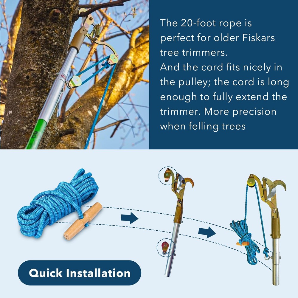 PR-20 Tree Pruner Rope Replacement (with Wooden Handle), for Jameson Blue