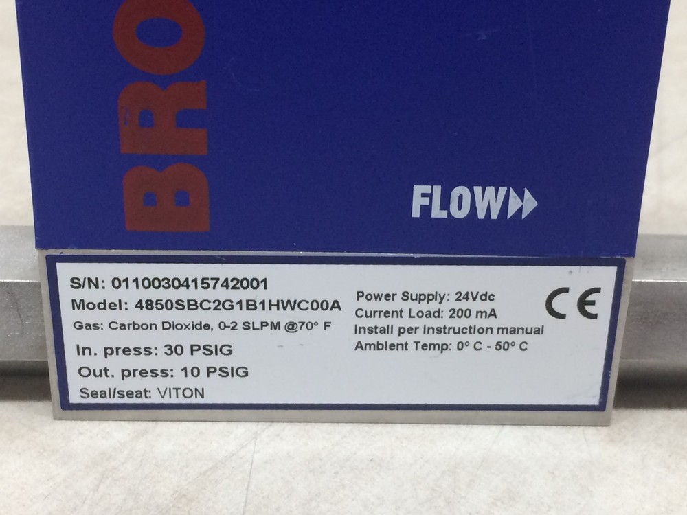 Brooks Instrument 24VDC 4800 Series Mass Flow Sensor Controller CO2 0-2 SLPM