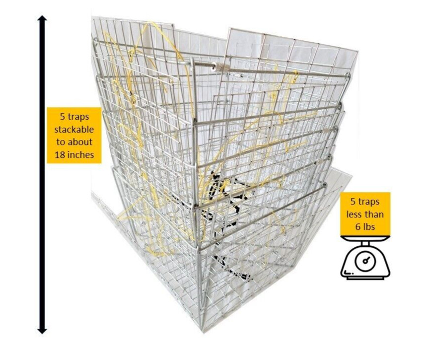 EZ-CRABBING Pack of 5 Open Panel Traps. Stackable. Catch blue crabs/stone crabs.