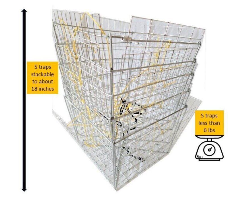 EZ-CRABBING Pack of 5 Open Panel Traps. Stackable. Catch blue crabs/stone crabs.