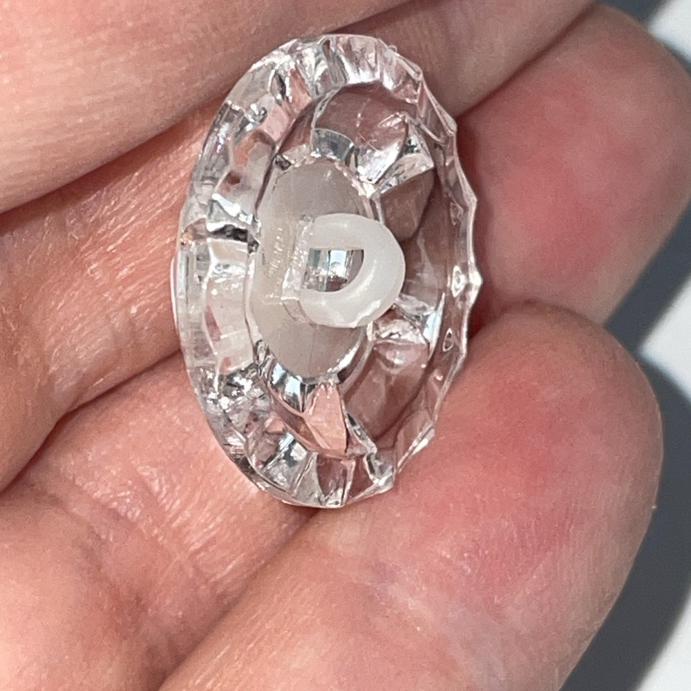 5 Plastic Clear Plastic & White Buttons Snap Together 7/8”