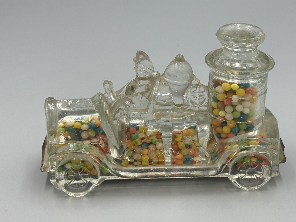 1920s FIRE ENGINE Large Boiler GLASS CANDY CONTAINER Antique A&E 220