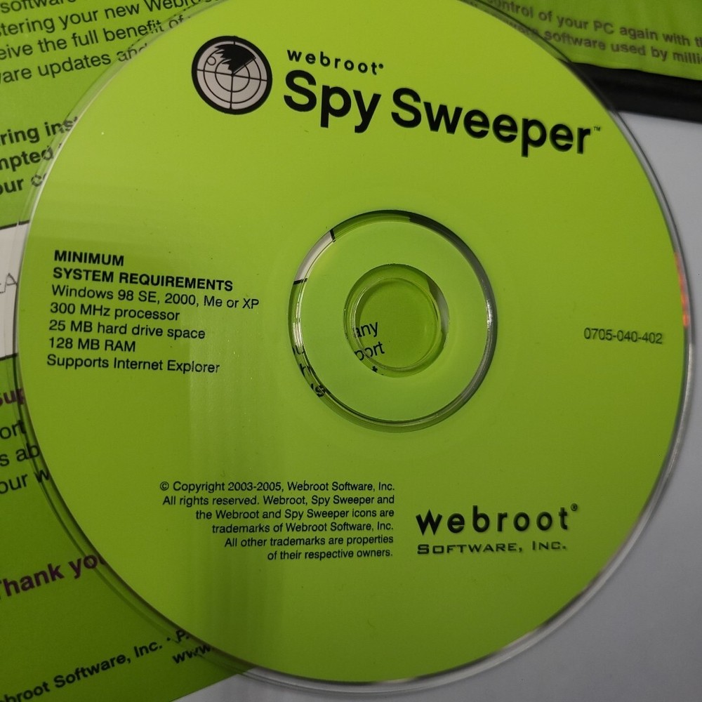 Webroot Spy Sweeper 2003 - 2005 Anti-Spyware Software. COMPLETE!