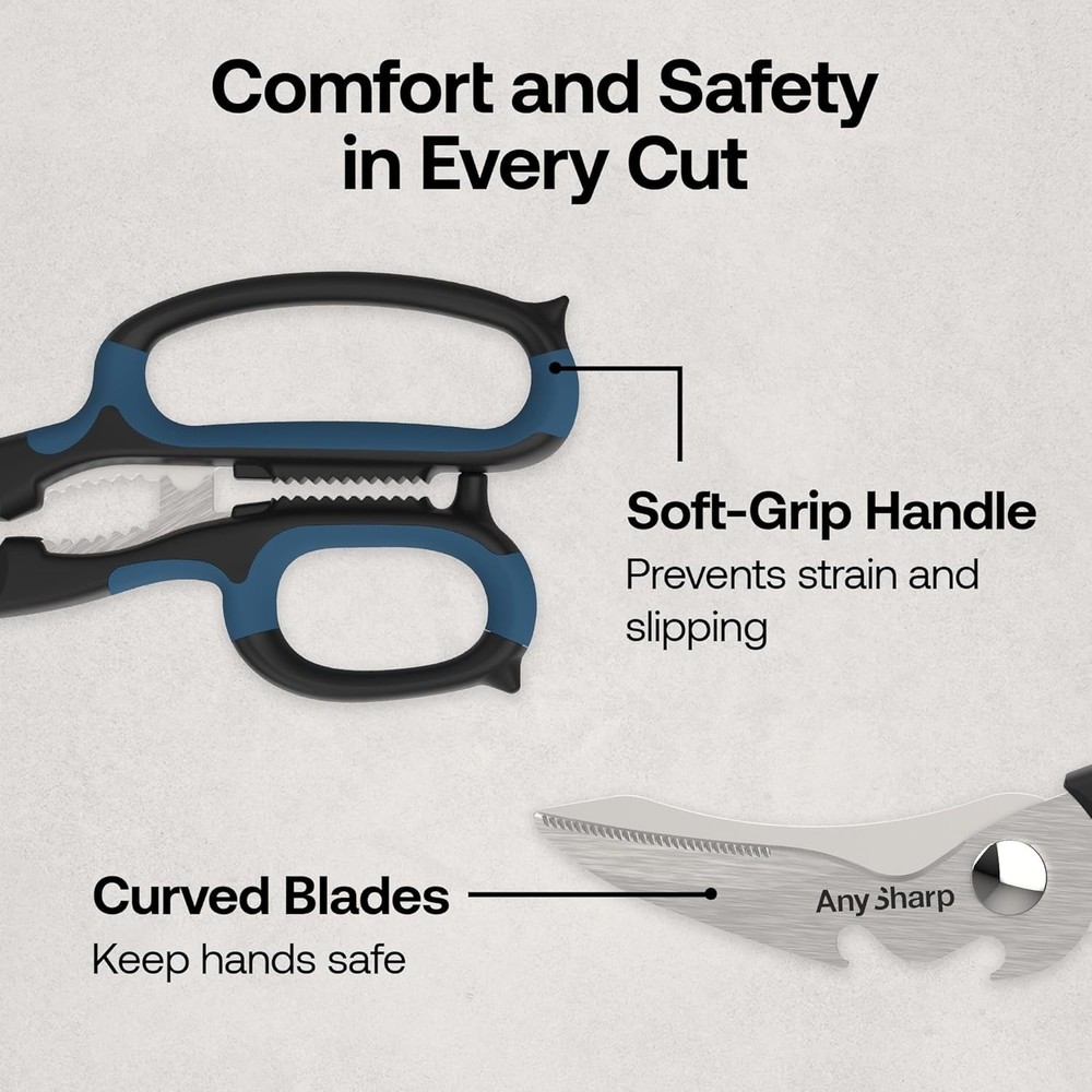 4 Pairs of 5-in-1 Multi-Function Kitchen Shears