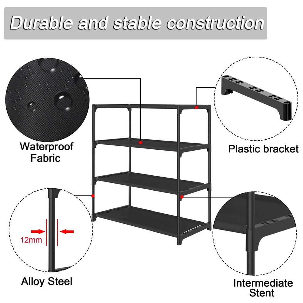 4-Tier Small Shoe Rack .Stackable Shoe Shelf Storage Organizer for Entryway H...
