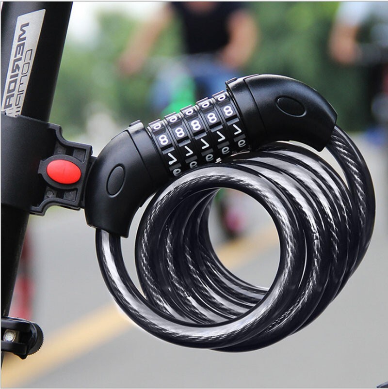 TECHTONGDA Black Bicycle Cable Chain Lock 5 Digit Combination Password New