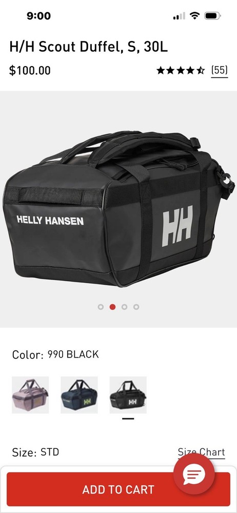 Helly Hansen Scout Duffel S 30 L Black NWT