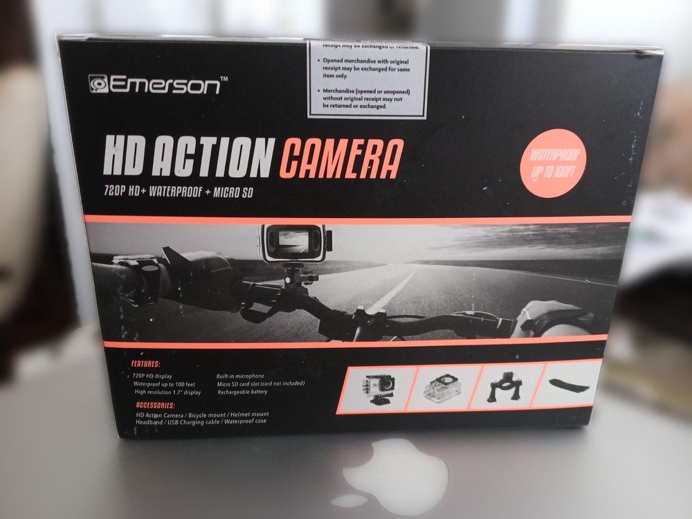 HD Action Camera Emerson Waterproof Micro SD Mountable Rechargeable NIB