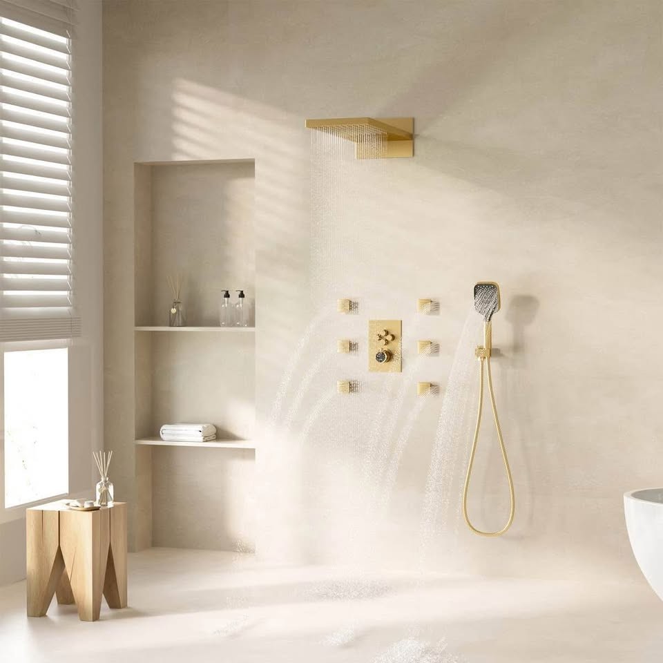 Rainier Wall Mounted Rectangular Rainfall Thermostatic Shower System