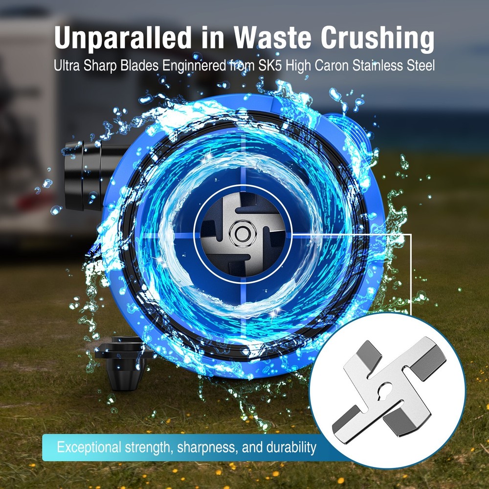 RV Macerator Pump 12V 12GPM Heavy-Duty Self-Priming Macerator Pump for RV