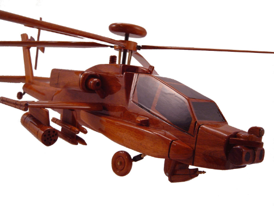 AH64 Apache Mahogany Wood Desktop Helicopter Model