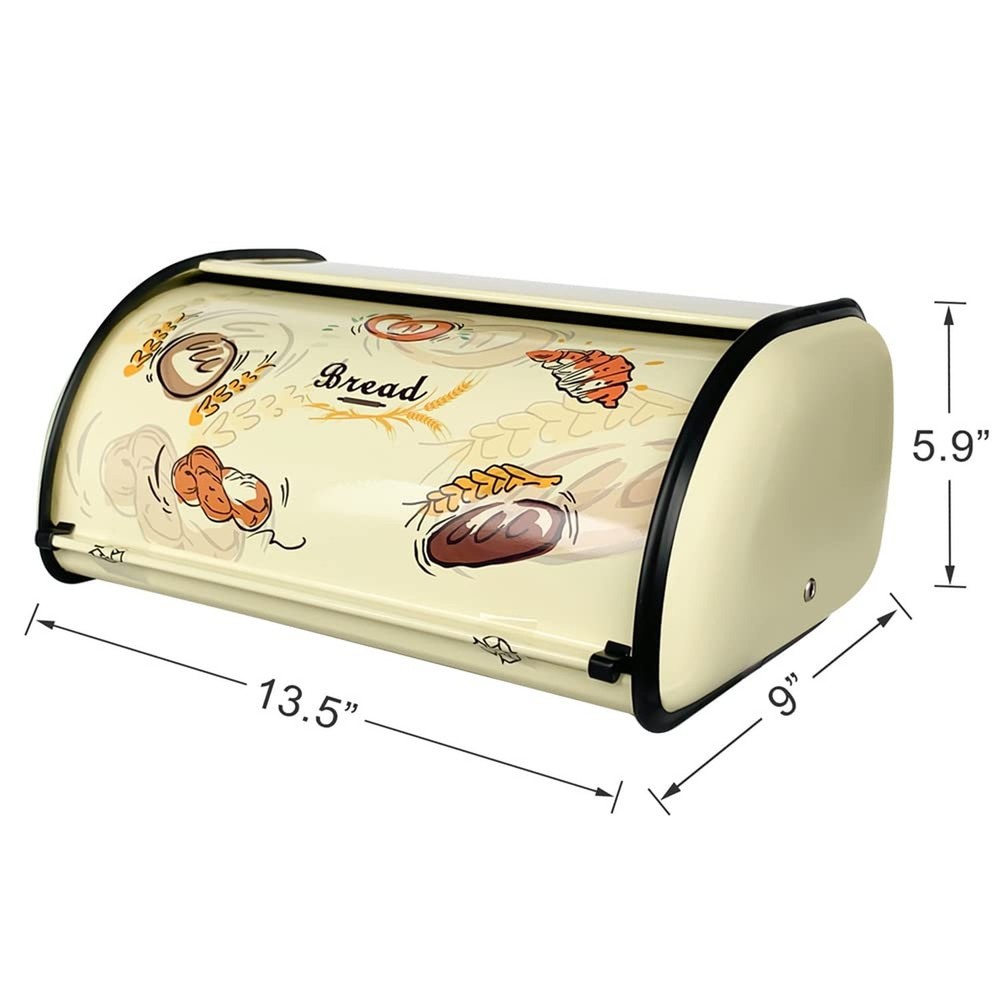 SOTECH Bread Box Metal Bread Storage Container Roll Top Bread Bin for Kitchen...