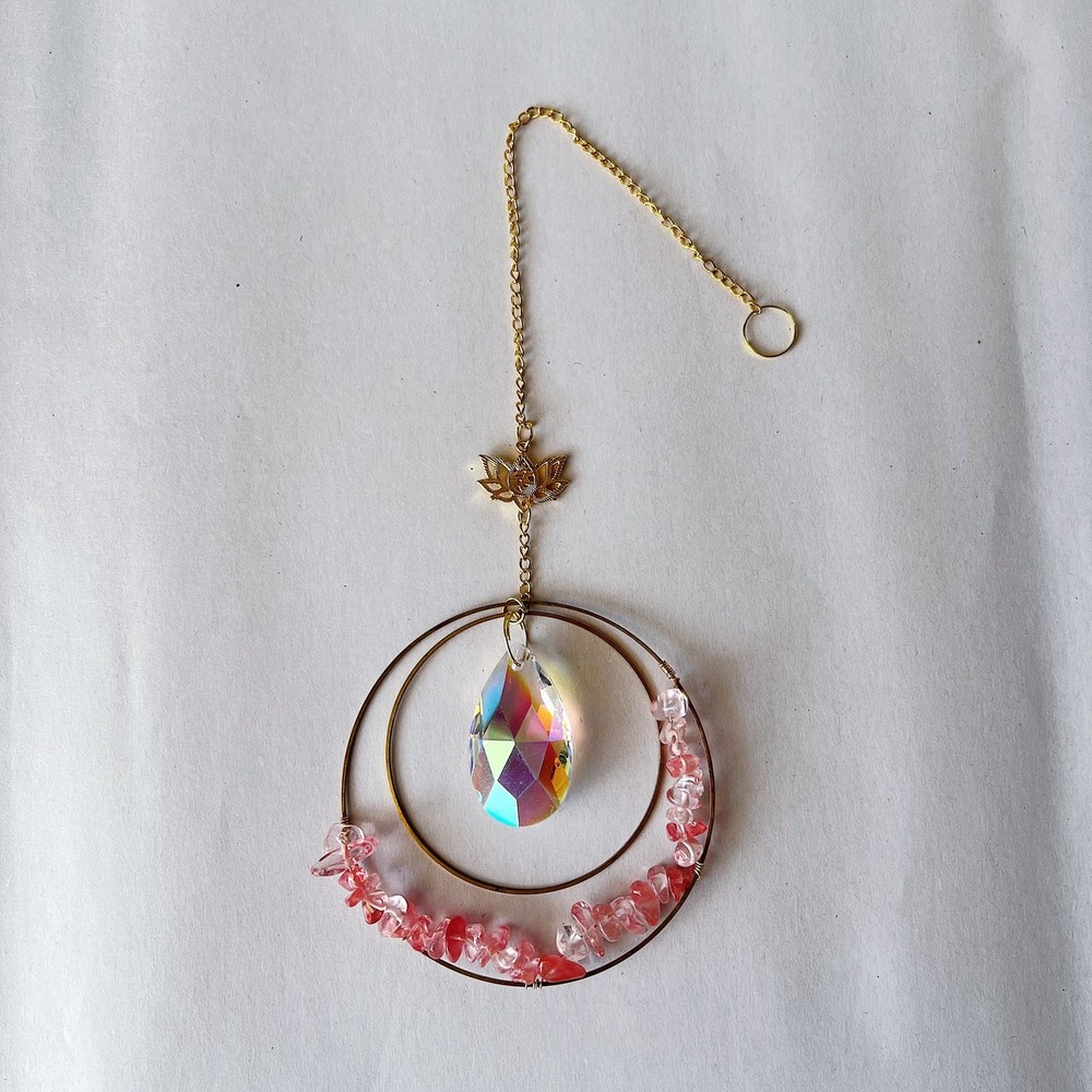 Pink Rock Bead Circle Suncatcher