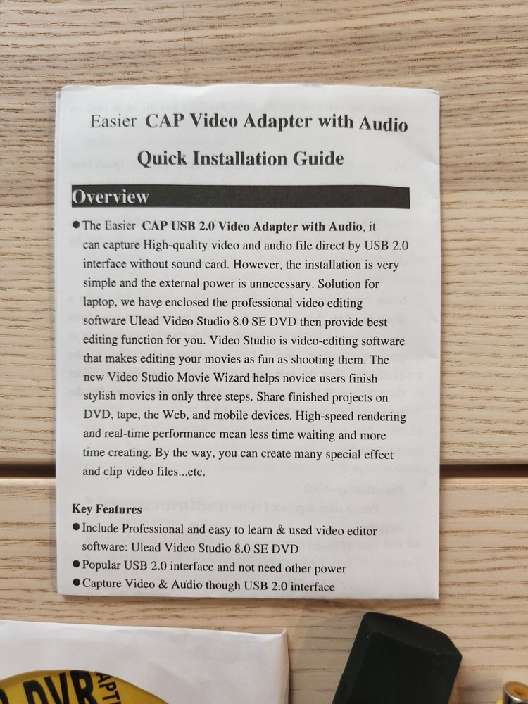 Easier CAP Video Adapter with Audio CD-ROM Software USED/Excellent Condition