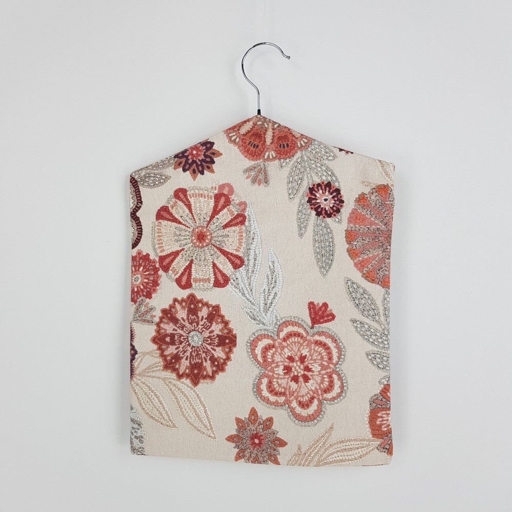 Peg Bag Handmade Cream Raspberry Flowers Lined Laundry Clothes Peg Holder