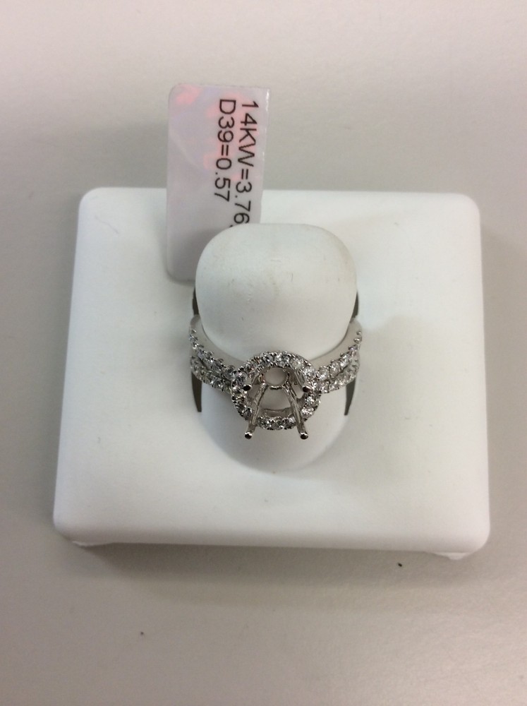 14kt White Gold Diamond Halo Setting with Split Shank