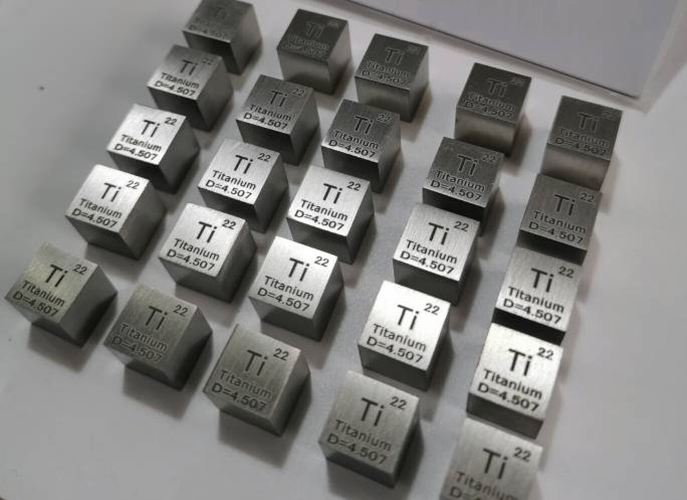 0.39" 10mm Titanium Cube Pure 99.9% Periodic Table Element Engraved Density 1PC