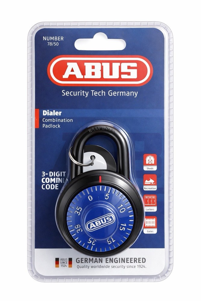 Abus Dialer Padlock 3 Digital Combination Lock Blue Color New