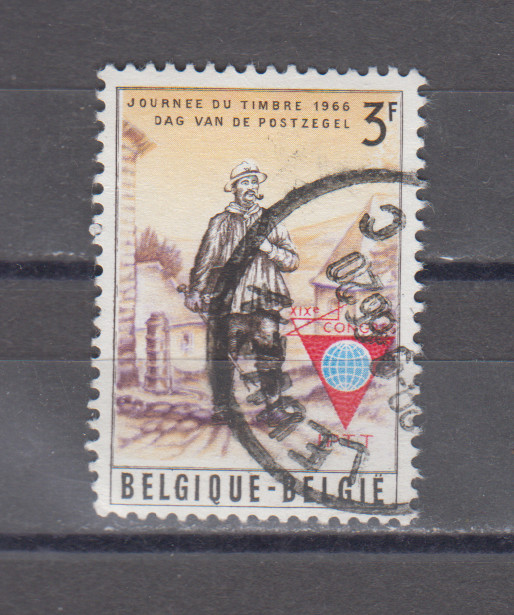 BELGIUM :  1966 - USED  - SCOTT # 673  EMBLEMS / OVERPRINT
