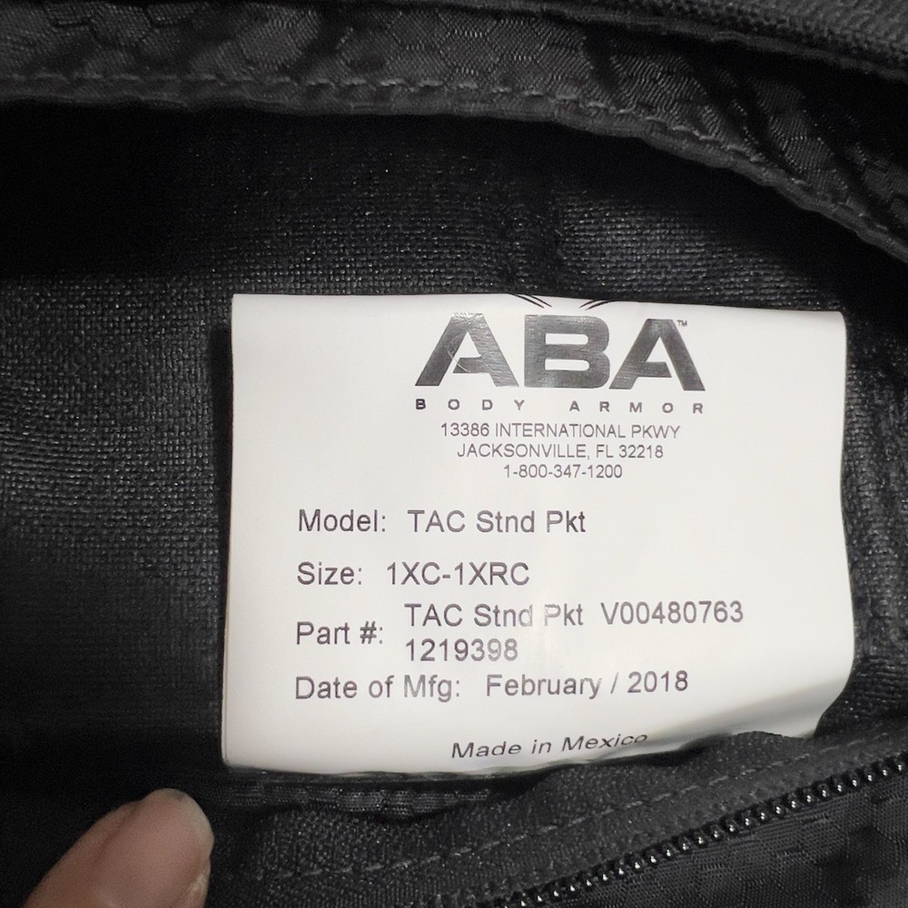 Aba Body Armor Tactical Vest Size 1XC-1XRC