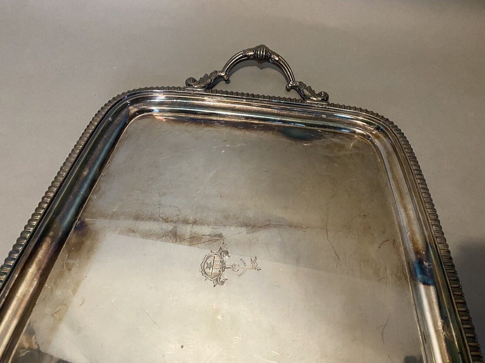 Antique Victorian Silver Plate Serving Platter Tray