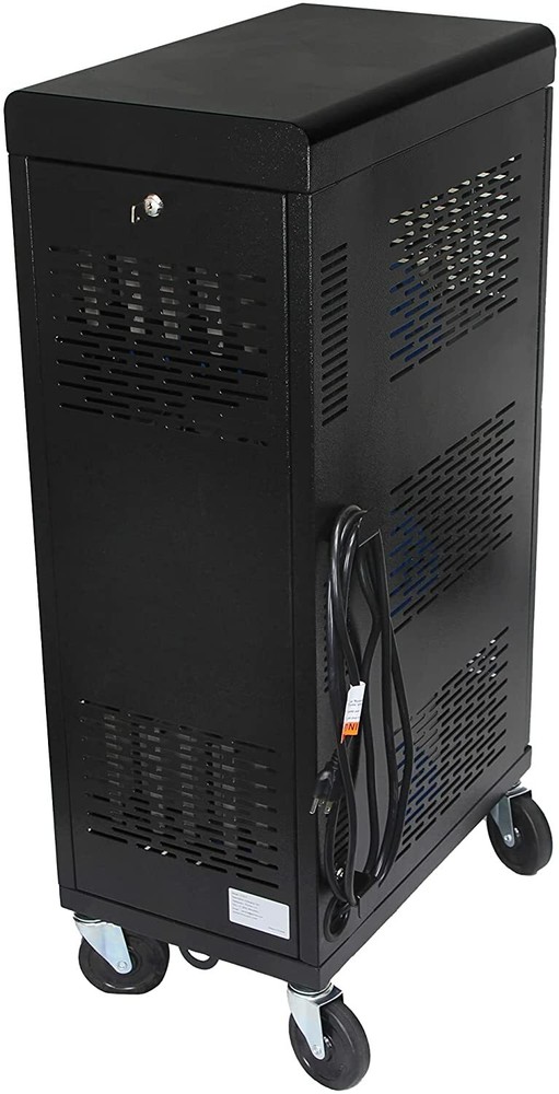 Fully Assembled 18 Device Charging Station Cart Secure Cable Management Black