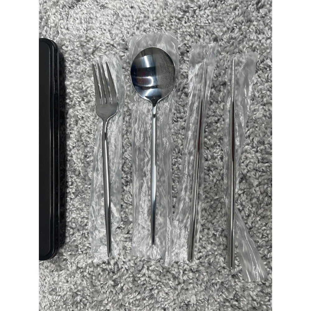 Micky Mouse Stainless Steel Spoon Fork Chopsticks Flatware Set With Case