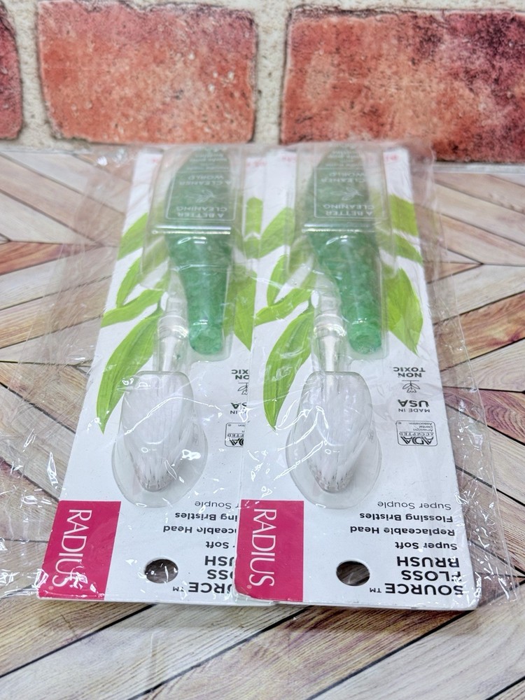 2 RADIUS SOURCE BRUSH Toothbrush SOFT Brush, Replaceable Head NON TOXIC Soda Pop