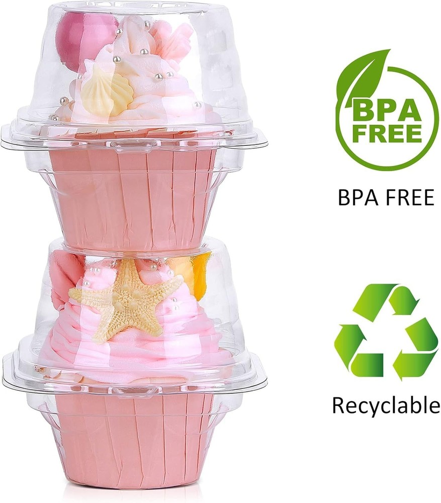 Elegant 50-Pack Cupcake Boxes - Durable Stackable Containers for Celebrations