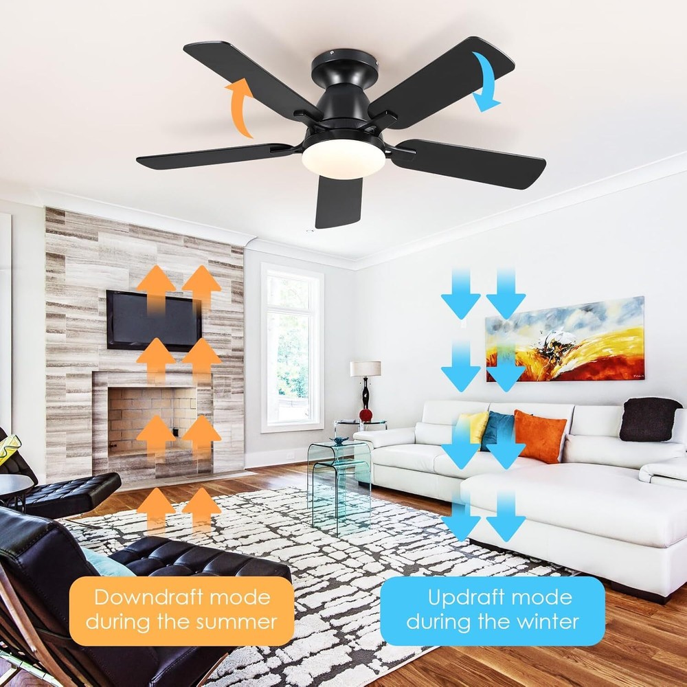 Ceiling Fans with Lights- 46"Low Profile Indoor Ceiling Fan with Light
