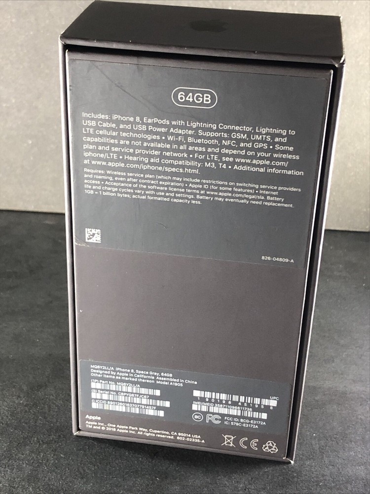 EMPTY Apple iPhone 8 Space Grey Empty Box - BOX ONLY 64GB Authentic Box