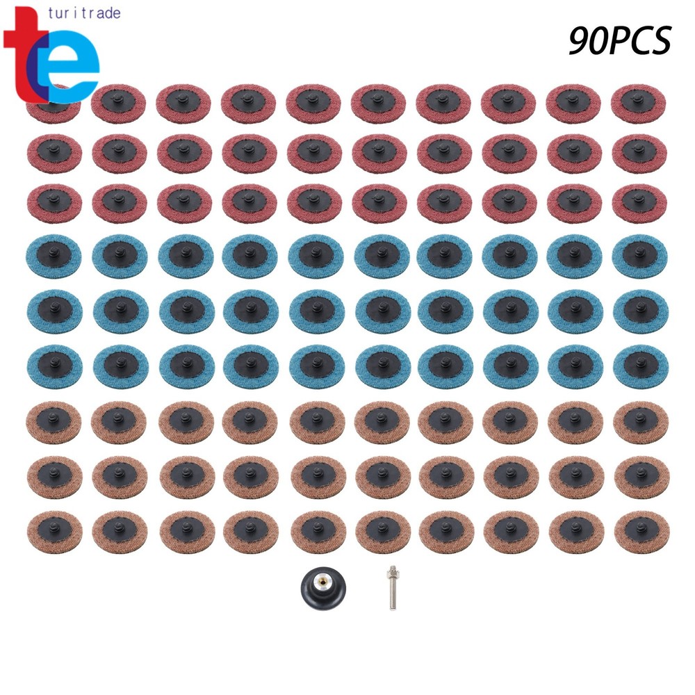 90 Pcs Quick Change Sanding Discs with 1/4" Holder (Fine Medium Coarse, 2 Inch)