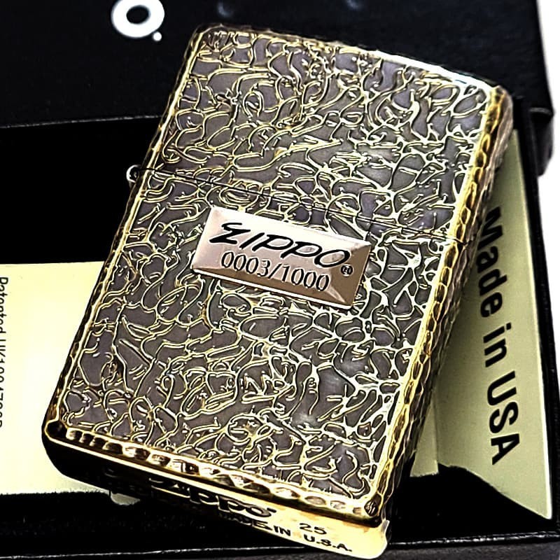 Zippo Three Side Leutor Brass oxidized Gold 5 Sided Processing Lighter Regular