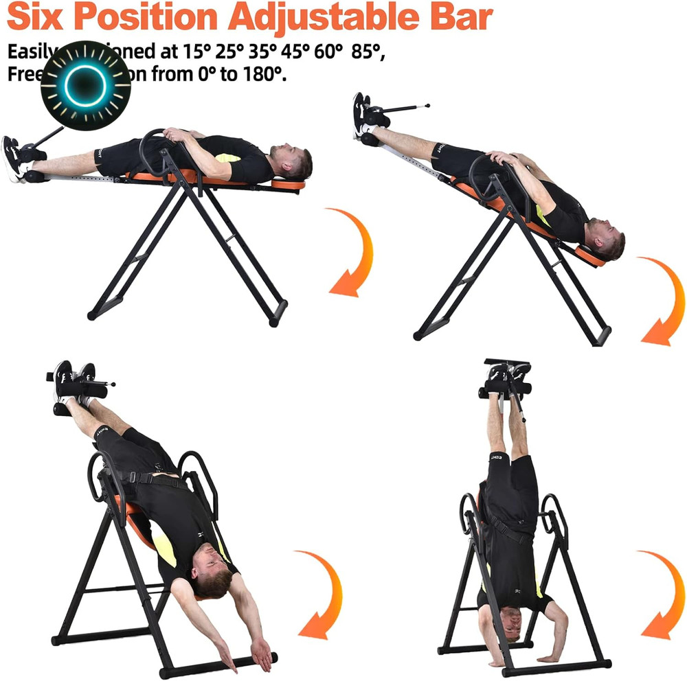 Teclor Inversion Table for Back Pain Relief 350 lbs Capacity Strength Traini...