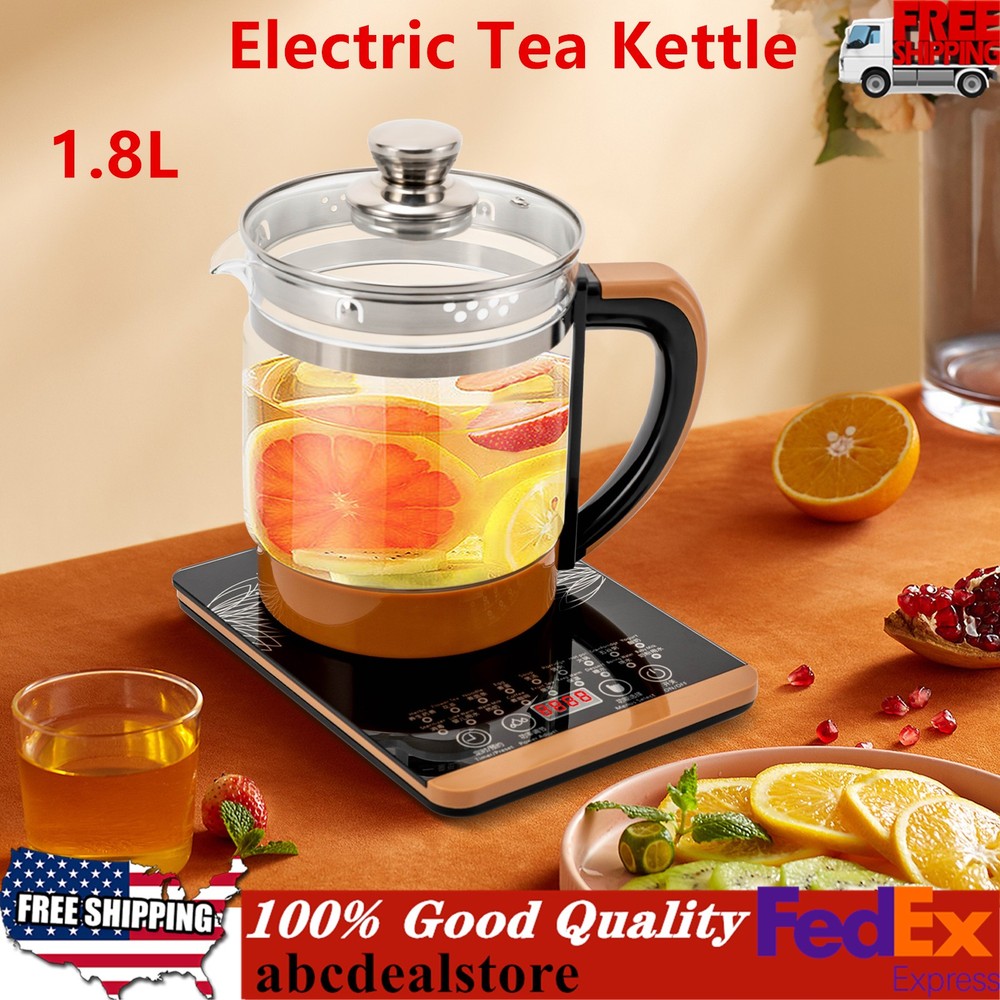 Electric Tea Kettle Hot Water Boiler Pot W/ Filter+ Digital Heating Base 1.8L