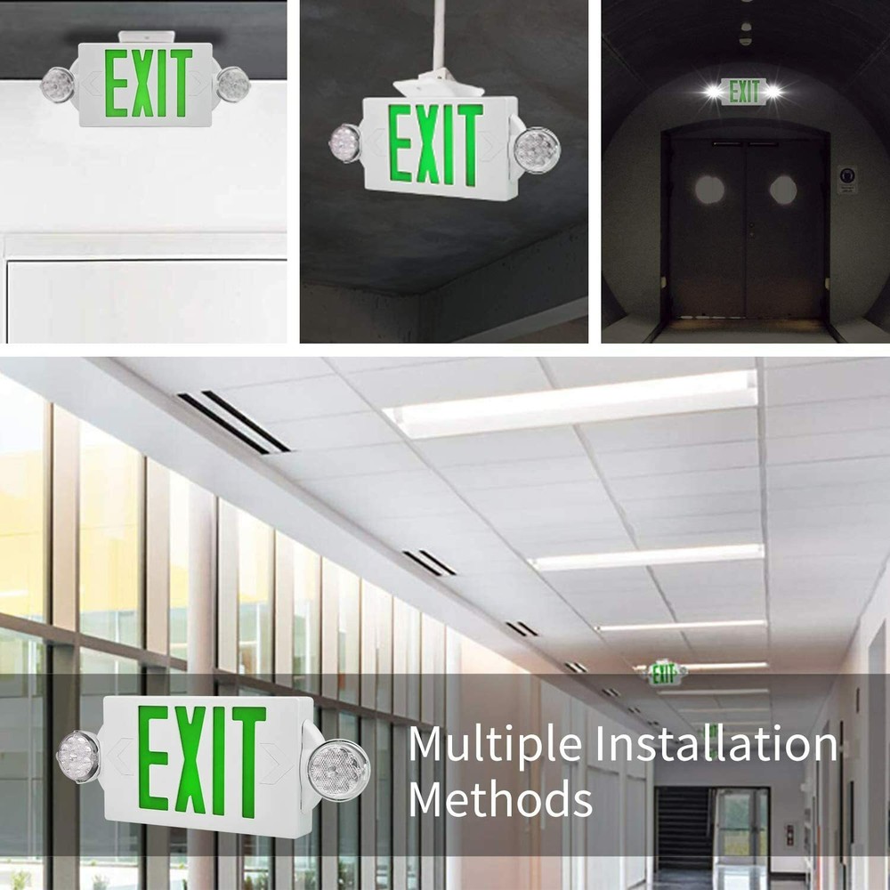 Green LED Exit Sign Emergency Light Adjustable Lamps Exit Combo UL listed 6 Pack