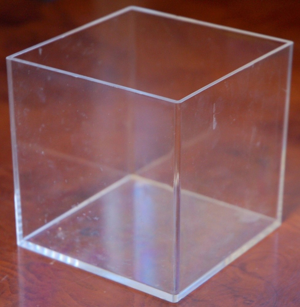 2 x Clear Acrylic Plastic Cube Box 3.5" Case Organizer storage holder display
