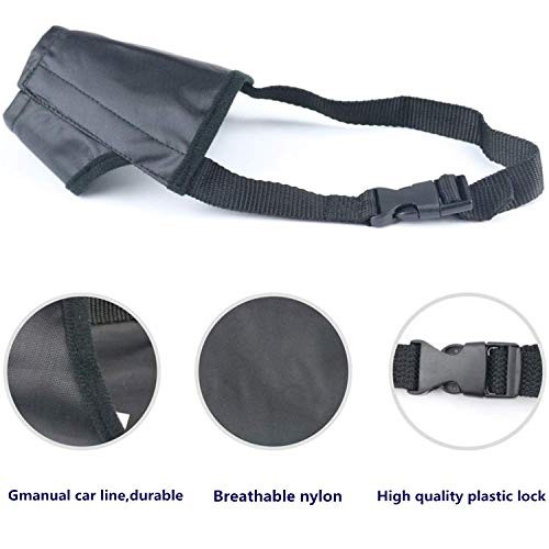 Nylon Dog Muzzle - Adjustable Quick Fit pet Muzzle Prevent from Biting Black