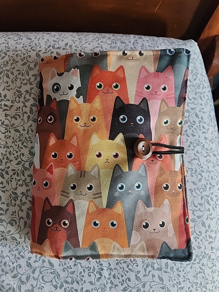 Journal/Book Sleeve-Cat Pattern w/more Pockets! Writer/Reader Gift