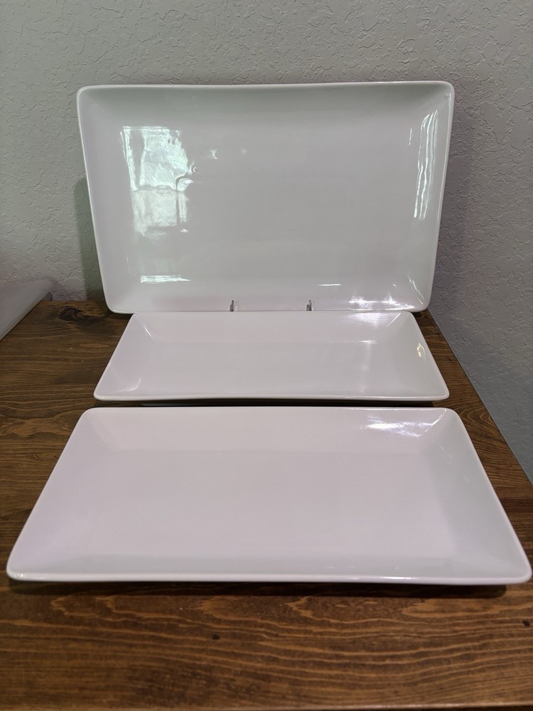 White  Porcelain Servng Set Rectangle Platters Or Plates Threshold™