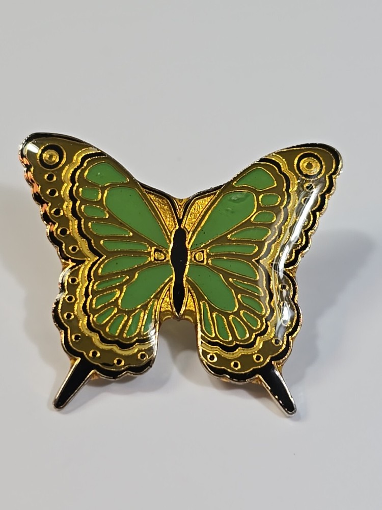 Butterfly Green & Black Lapel Pin Nice Design!