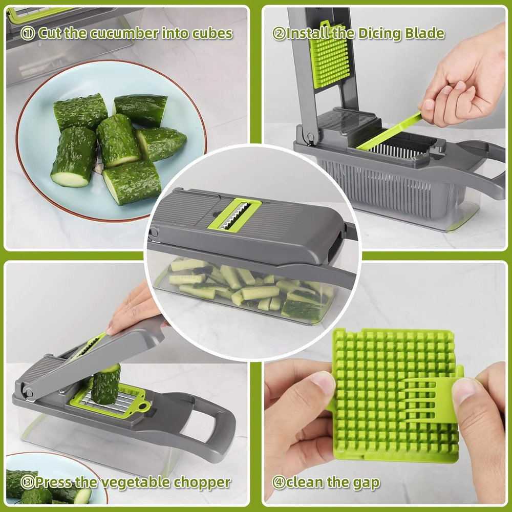 17-in-1 Vegetable Chopper - Multi-Function Kitchen Gadget with Container