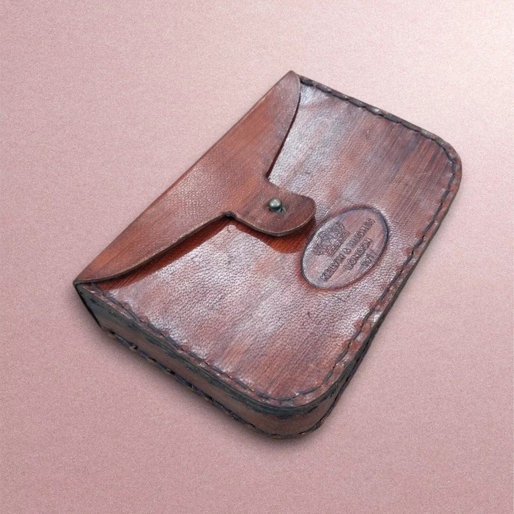 Vintage Leather Pouch with Button Closure for Binoculars Rustic Handcrafted Gift