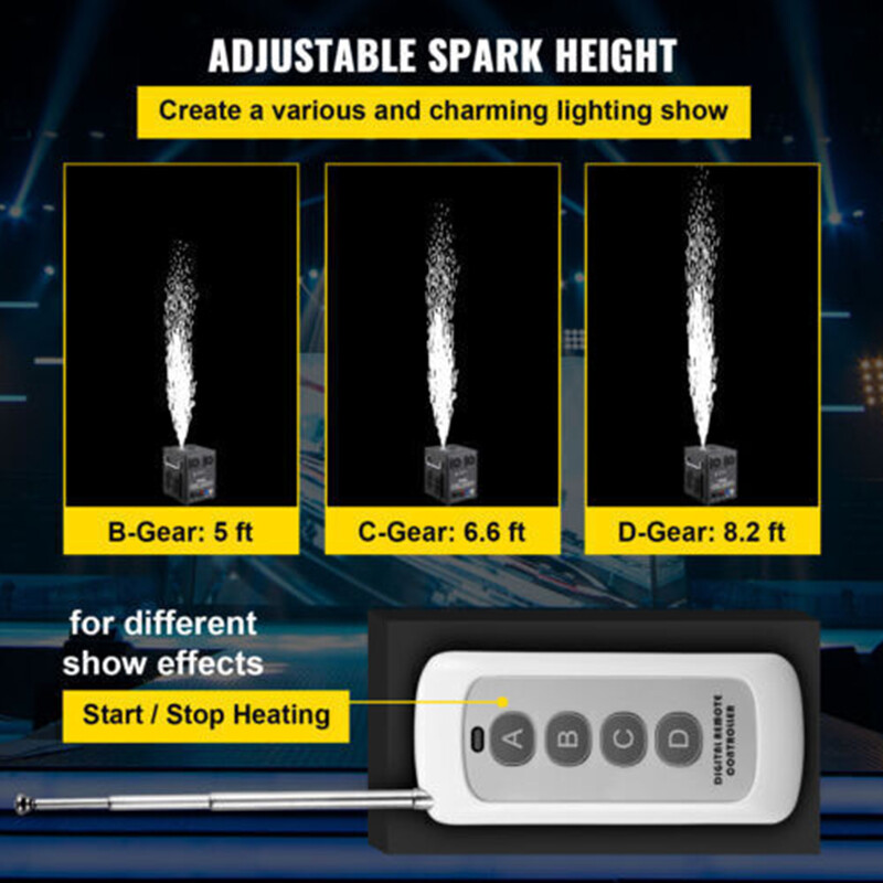 700W Cold Spark Machine DJ Party Stage Firework Show & Flight Case