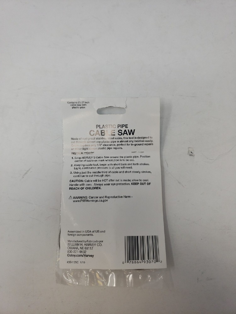 Harvey 093070 Plastic Pipe Cable Saw